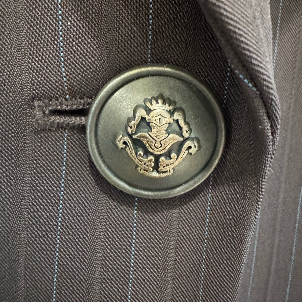 Tahari ASL Dark Gray with Blue Pinstripe Single-Button Blazer and Lt Blue Lining - Picture 9 of 10